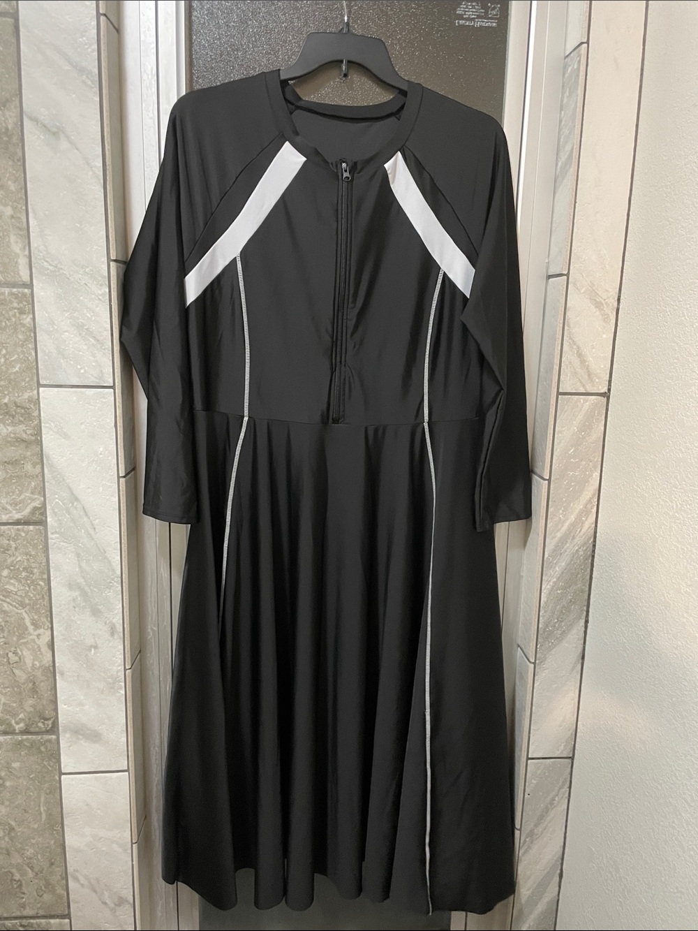 Black and White Zip-Front Women’s Dress